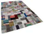 Chaput Patchwork Multi Renk Pamuk Üzerine Yün El Dokuma Kilim-200x303 - Görsel 2