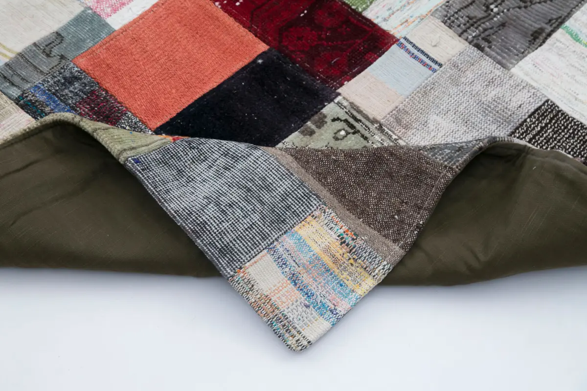 Chaput Patchwork Multi Renk Pamuk Üzerine Yün El Dokuma Kilim-200x303 - Görsel 5