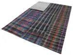 Chaput Patchwork Multi Renk Pamuk Üzerine Yün El Dokuma Kilim-200x300 - Görsel 3