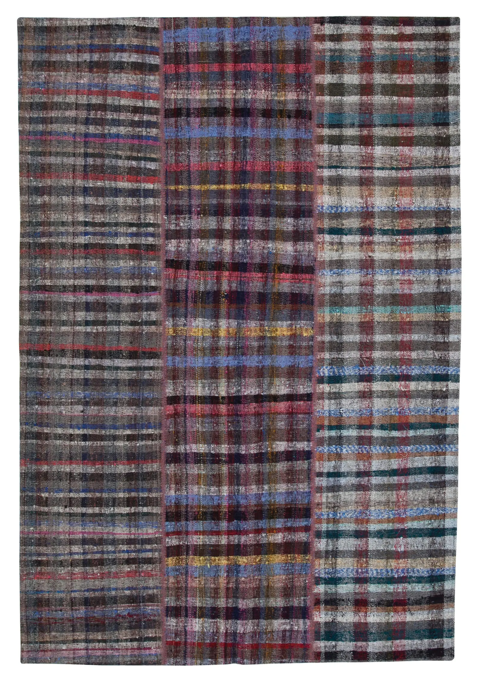 Rc_30259_1_Multicolor_Oriental_Kilim_Patchwork_Rugs Chaput Patchwork Multi Renk Pamuk Üzerine Yün El Dokuma Kilim-204x302 - Görsel 1