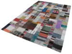Chaput Patchwork Multi Renk Pamuk Üzerine Yün El Dokuma Kilim-200x305 - Görsel 3