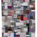 Chaput Patchwork Multi Renk Pamuk Üzerine Yün El Dokuma Kilim-199x303