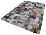 Chaput Patchwork Multi Renk Pamuk Üzerine Yün El Dokuma Kilim-199x303 - Görsel 3