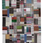 Chaput Patchwork Multi Renk Pamuk Üzerine Yün El Dokuma Kilim-197x300