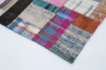 Chaput Patchwork Multi Renk Pamuk Üzerine Yün El Dokuma Kilim-200x300 - Görsel 4