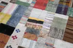 Chaput Patchwork Multi Renk Pamuk Üzerine Yün El Dokuma Kilim-200x300 - Görsel 6