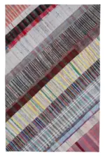 Chaput Patchwork Multi Renk Pamuk Üzerine Yün El Dokuma Kilim-199x308