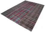 Chaput Patchwork Multi Renk Pamuk Üzerine Yün El Dokuma Kilim-205x300 - Görsel 3