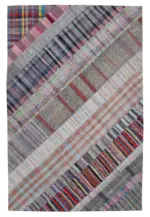 Chaput Patchwork Multi Renk Pamuk Üzerine Yün El Dokuma Kilim-202x304