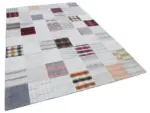 İnce Bez Patchwork Multi Pamuk Üzerine Yün El Dokuma Kilim-200x300 - Görsel 2