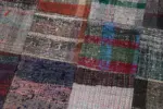 Chaput Patchwork Multi Renk Pamuk Üzerine Yün El Dokuma Kilim-100x250 - Görsel 6