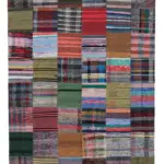 Chaput Patchwork Multi Renk Pamuk Üzerine Yün El Dokuma Kilim-180x240