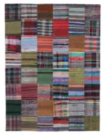 Chaput Patchwork Multi Renk Pamuk Üzerine Yün El Dokuma Kilim-180x240