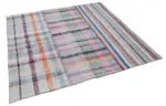 Chaput Patchwork Multi Renk Pamuk Üzerine Yün El Dokuma Kilim-187x198 - Görsel 2
