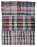 Chaput Patchwork Multi Renk Pamuk Üzerine Yün El Dokuma Kilim-170x222
