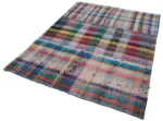 Chaput Patchwork Multi Renk Pamuk Üzerine Yün El Dokuma Kilim-170x222 - Görsel 3
