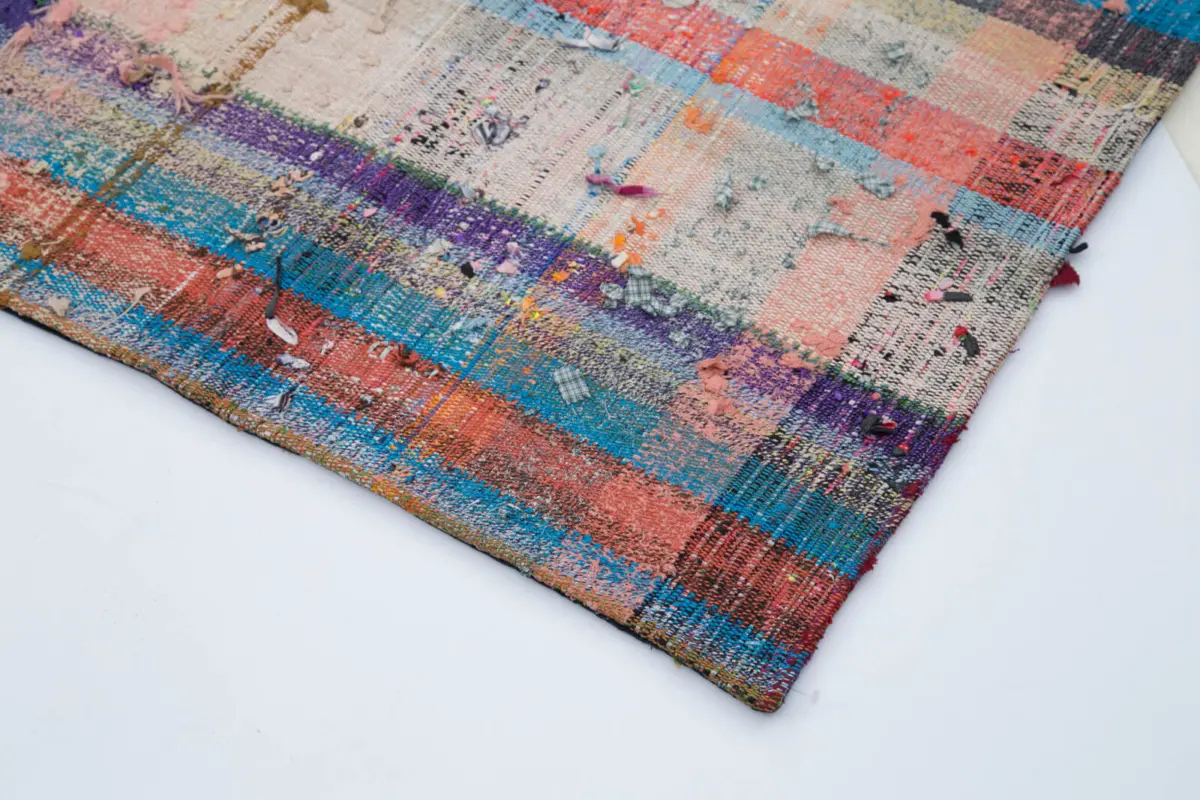 Chaput Patchwork Multi Renk Pamuk Üzerine Yün El Dokuma Kilim-170x222 - Görsel 4