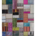 Chaput Patchwork Multi Renk Pamuk Üzerine Yün El Dokuma Kilim-140x195