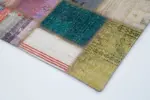 Chaput Patchwork Multi Renk Pamuk Üzerine Yün El Dokuma Kilim-140x195 - Görsel 4