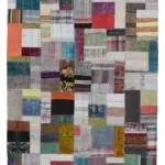 Chaput Patchwork Multi Renk Pamuk Üzerine Yün El Dokuma Kilim-170x240