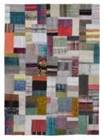 Chaput Patchwork Multi Renk Pamuk Üzerine Yün El Dokuma Kilim-170x240