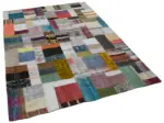 Chaput Patchwork Multi Renk Pamuk Üzerine Yün El Dokuma Kilim-170x240 - Görsel 2