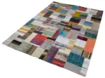 Chaput Patchwork Multi Renk Pamuk Üzerine Yün El Dokuma Kilim-170x240 - Görsel 3