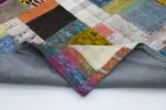 Chaput Patchwork Multi Renk Pamuk Üzerine Yün El Dokuma Kilim-170x240 - Görsel 5