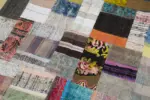 Chaput Patchwork Multi Renk Pamuk Üzerine Yün El Dokuma Kilim-170x240 - Görsel 6