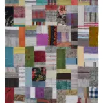 Chaput Patchwork Multi Renk Pamuk Üzerine Yün El Dokuma Kilim-169x239