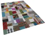 Chaput Patchwork Multi Renk Pamuk Üzerine Yün El Dokuma Kilim-169x239 - Görsel 2