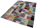 Chaput Patchwork Multi Renk Pamuk Üzerine Yün El Dokuma Kilim-169x239 - Görsel 3