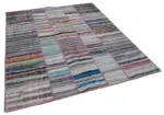 Chaput Patchwork Multi Renk Pamuk Üzerine Yün El Dokuma Kilim-200x237 - Görsel 2