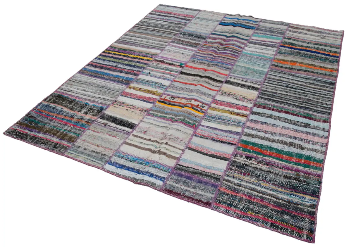 Chaput Patchwork Multi Renk Pamuk Üzerine Yün El Dokuma Kilim-200x237 - Görsel 3