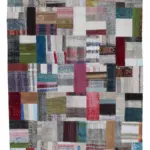 Chaput Patchwork Multi Renk Pamuk Üzerine Yün El Dokuma Kilim-172x240