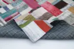 Chaput Patchwork Multi Renk Pamuk Üzerine Yün El Dokuma Kilim-172x240 - Görsel 5
