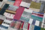 Chaput Patchwork Multi Renk Pamuk Üzerine Yün El Dokuma Kilim-172x240 - Görsel 6