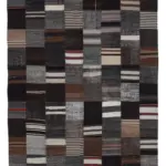 Chaput Patchwork Kahverengi Renk Pamuk Üzerine Yün El Dokuma Kilim-170x242