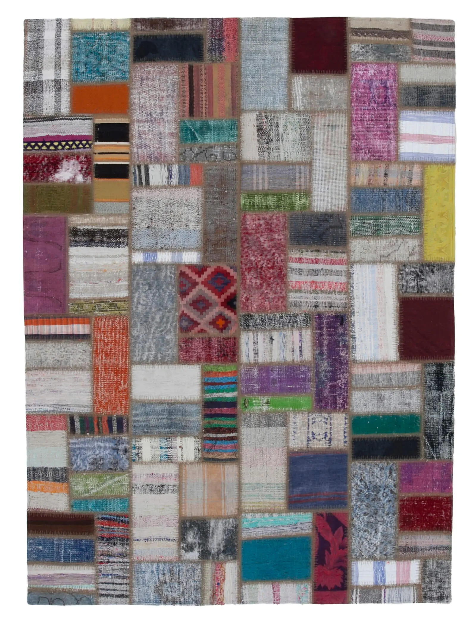 Rc_30308_1_Multicolor_Oriental_Kilim_Patchwork_Rugs Chaput Patchwork Multi Renk Pamuk Üzerine Yün El Dokuma Kilim-170x235 - Görsel 1