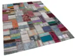 Chaput Patchwork Multi Renk Pamuk Üzerine Yün El Dokuma Kilim-170x235 - Görsel 2