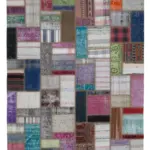 Chaput Patchwork Multi Renk Pamuk Üzerine Yün El Dokuma Kilim-170x234