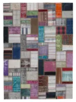 Chaput Patchwork Multi Renk Pamuk Üzerine Yün El Dokuma Kilim-170x234