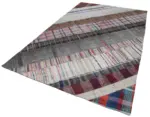 Chaput Patchwork Multi Renk Pamuk Üzerine Yün El Dokuma Kilim-197x305 - Görsel 3