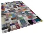 Chaput Patchwork Multi Renk Pamuk Üzerine Yün El Dokuma Kilim-200x303 - Görsel 2