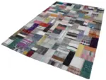 Chaput Patchwork Multi Renk Pamuk Üzerine Yün El Dokuma Kilim-200x303 - Görsel 3