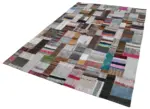 Chaput Patchwork Multi Renk Pamuk Üzerine Yün El Dokuma Kilim-200x303 - Görsel 3