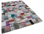 Chaput Patchwork Multi Renk Pamuk Üzerine Yün El Dokuma Kilim-200x295 - Görsel 2