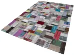 Chaput Patchwork Multi Renk Pamuk Üzerine Yün El Dokuma Kilim-200x295 - Görsel 3