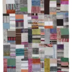 Chaput Patchwork Multi Renk Pamuk Üzerine Yün El Dokuma Kilim-200x303