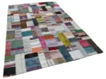 Chaput Patchwork Multi Renk Pamuk Üzerine Yün El Dokuma Kilim-200x303 - Görsel 2